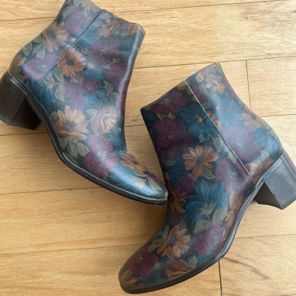 Very unique floral Ankle Boots from Patricia Nash